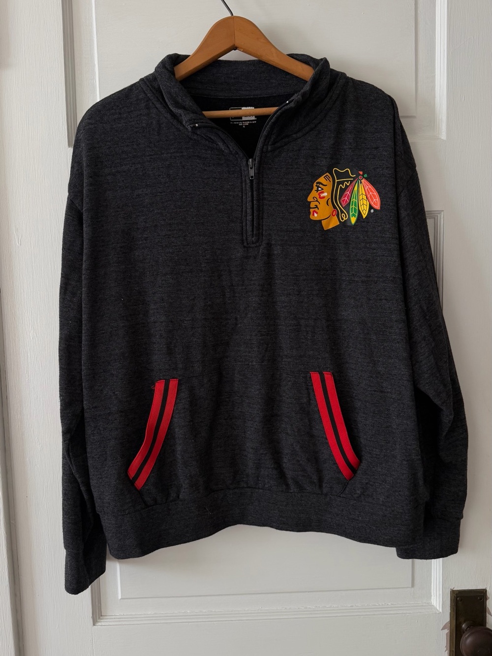 New Era Chicago Blackhawks 1/4 Zip Pullover Sweatshirt Gray Women's XL